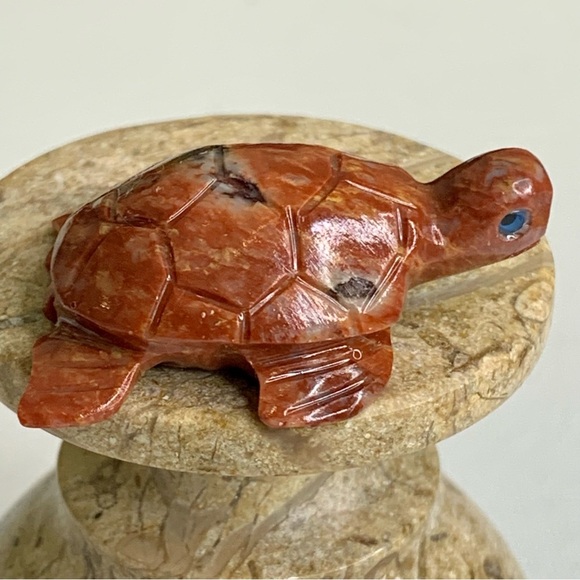 SEA TURTLE Soapstone Figurine MINI Carved Red Stone Crystal Animal Figure 1.5" - Picture 10 of 15